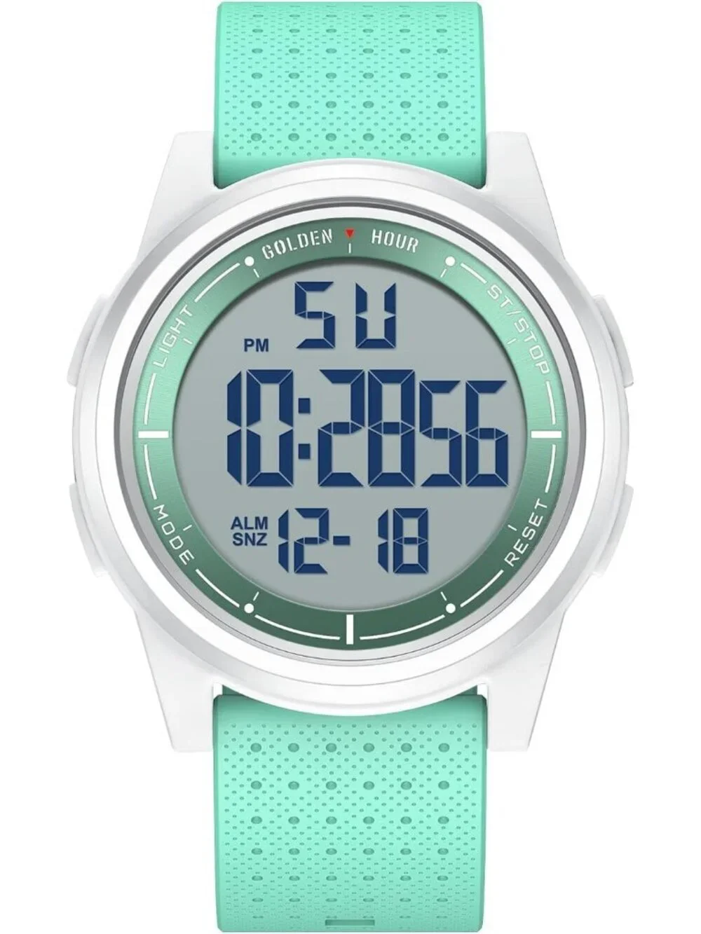 Men's Green Rubber Strap Ultra-Thin Minimalist Sports Waterproof Digital Watch